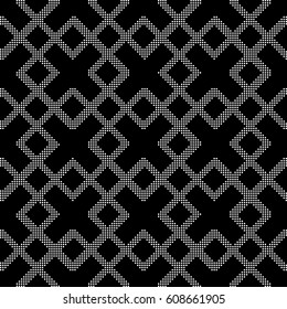 Halftone round black seamless background check square cross frame