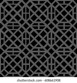 Halftone round black seamless background square check polygon cross frame