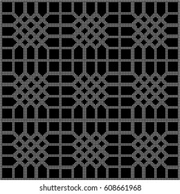 Halftone round black seamless background polygon diamond check cross