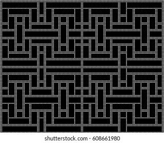 Halftone round black seamless background cross square cross line