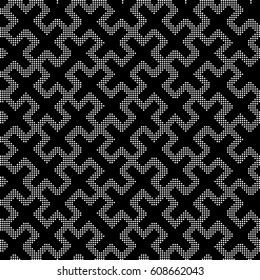 Halftone round black seamless background double cross square lattice