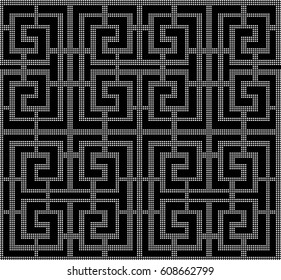 Halftone round black seamless background spiral cross lattice frame