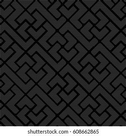Halftone round black seamless background spiral square cross