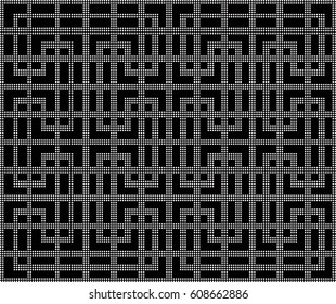 Halftone round black seamless background square geometry tracery line