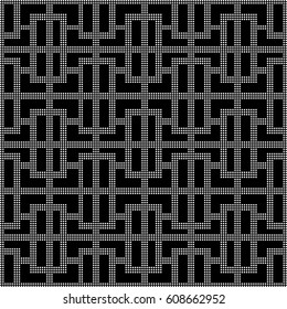 Halftone round black seamless background square cross geometry frame