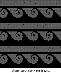 Halftone round black seamless background spiral round wave geometry