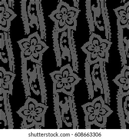 Halftone round black seamless background curve ribbon flower