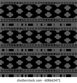 Halftone round black seamless background curve cross square line