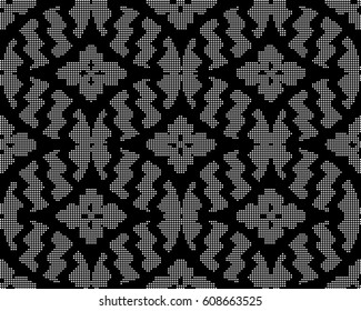 Halftone round black seamless background oval round sawtooth flower