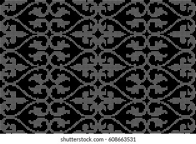 Halftone round black seamless background spiral curve cross line