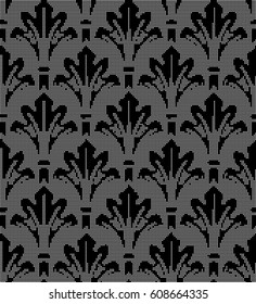 Halftone round black seamless background garden curve leaf