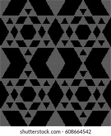 Halftone round black seamless background polygon triangle geometry cross
