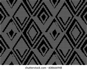 Halftone round black seamless background rhomb check geometry