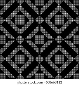 Halftone round black seamless background geometry square check cross