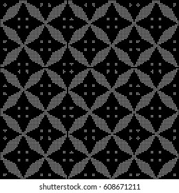 Halftone round black seamless background rhomb geometry cross