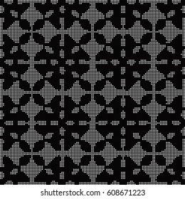 Halftone round black seamless background check curve cross