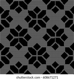Halftone round black seamless background check star cross polygon