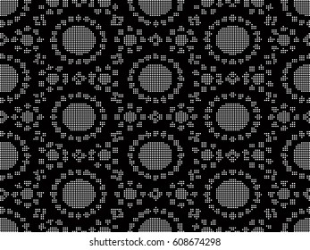 Halftone round black seamless background round circle polygon