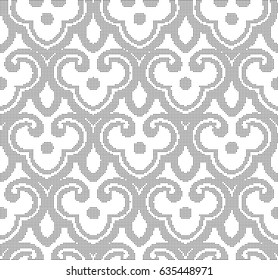 Halftone round black seamless background Chinese curve spiral cross scale chintz