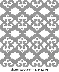 Halftone round black seamless background oriental curve spiral cross round frame