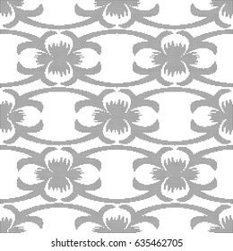 Halftone round black seamless background curve cross vine flower cross