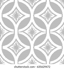 Halftone round black seamless background round cross frame star flower