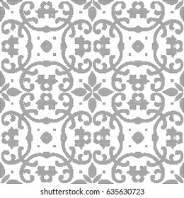 Halftone round black seamless background curve cross chain flower oriental chintz