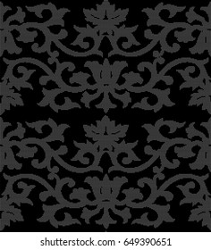 Halftone round black seamless background botanic spiral cross flower vine