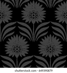 Halftone round black seamless background botanic garden point leaf flower