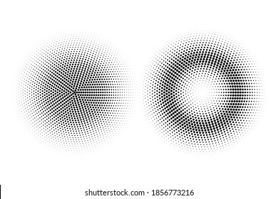 Halftone. A round element consisting of dots and circles. Template. Vector object isolated background.