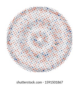Halftone round element isolated on white background. Radial concentric circle. Vector illustration.  