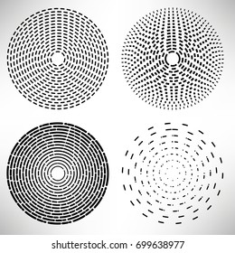Halftone round elements isolated on white background. Vector illustration.