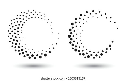 Ronda de semitono como icono o fondo. Resumen del marco de círculo vectorial con puntos como logotipo o emblema. Borde circular aislado en el fondo blanco para tu diseño.