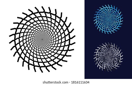 Halftone round as icon or background. Abstract vector circle frame with lines as logo or emblem.