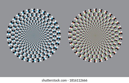 Halftone round as icon or background. Abstract vector circle frame with color squares as logo or emblem.