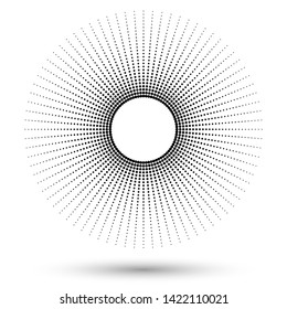 Halftone round as icon or background. Black abstract vector circle frame with hexagons as logo or emblem. Circle border isolated on the white background for your design.