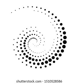 Halftone round as icon or background. Black abstract vector circle frame with dots as logo or emblem. Circle border isolated on the white background for your design.