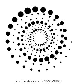 Halftone round as icon or background. Black abstract vector circle frame with dots as logo or emblem. Circle border isolated on the white background for your design.