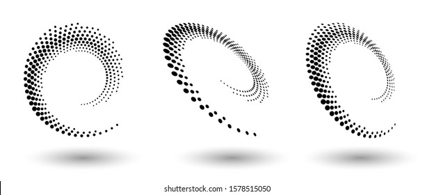 Ronda de semitono como icono o fondo. Marco de círculo vectorial abstracto negro con puntos como logotipo o emblema. Borde circular aislado en el fondo blanco para tu diseño.