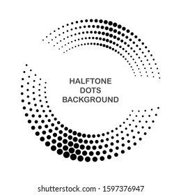 Halftone rund als Symbol oder Hintergrund. Schwarz abstrakter Vektorkreisrahmen mit Punkten als Logo oder Emblem. Circle Ränder einzeln auf weißem Hintergrund für Ihr Design.