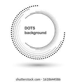 Halftone round as icon or background. Black abstract vector circle frame with dots as logo or emblem. Circle border isolated on the white background for your design.