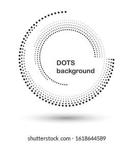 Halftone round as icon or background. Black abstract vector circle frame with dots as logo or emblem. Circle border isolated on the white background for your design.