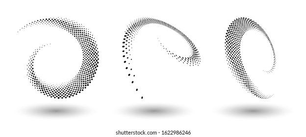 Ronda de semitono como icono o fondo. Marco de círculo vectorial abstracto negro con puntos como logotipo o emblema. Borde de círculo aislado en el fondo blanco para tu diseño.