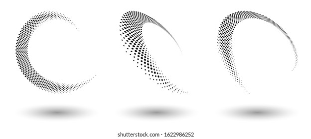 Halftone round as icon or background. Black abstract vector circle frame with dots as logo or emblem. Circle border isolated on the white background for your design.