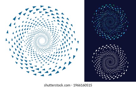 Halftone round as icon or background. Black abstract vector circle frame with triangles as logo or emblem. Circle border isolated on background for your design.