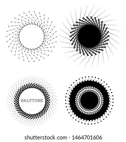 Halftone round logos.Abstract dotted shapes.