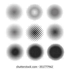 Halftone round shapes.Halftone vector design elements.