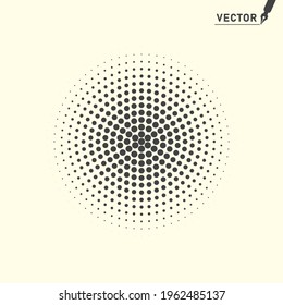 Halftone. Round simple, retro overlay element, pattern on isolated light background. Vector illustration, background.