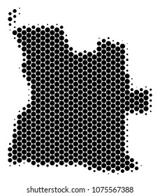 Halftone round spot Angola Map. Vector geographic map on a white background. Vector concept of Angola Map created of sphere blots.