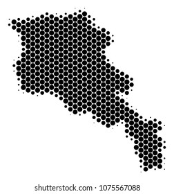 Halftone round spot Armenia Map. Vector geographical map on a white background. Vector concept of Armenia Map composed of round pixels.